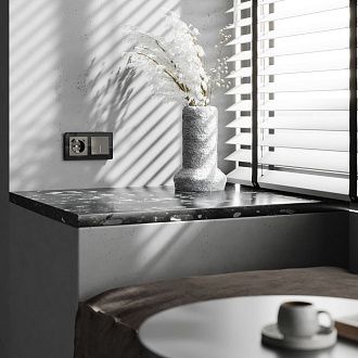 W1112144 Выключатель одноклавишный проходной с подсветкой, графит акрил Werkel, 4690389197437