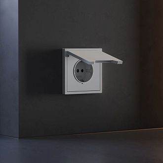 Накладка для розетки с заземлением, защитными шторками и крышкой, S70, серый Voltum VLS000816