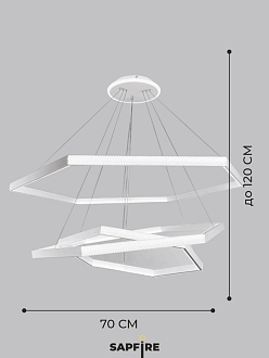 Светильник подвесной SAPFIR SPF-8731 WHITE/БЕЛЫЙ D700+500+300/H1000/3/LED/2*102W без ПДУ TERRA 23-05