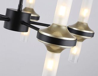 Люстра со стеклянными плафонами на штанге **69- см, 10*G9*30W, K, Ambrella Light High Light LH55351, черный, золото