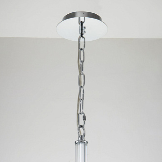 Подвесная люстра Favourite Aureola 2873-8P, D845*H480/1480, хром, плафоны из белой ткани с серебристыми лентами, декоративные элементы из прозрачного стекла