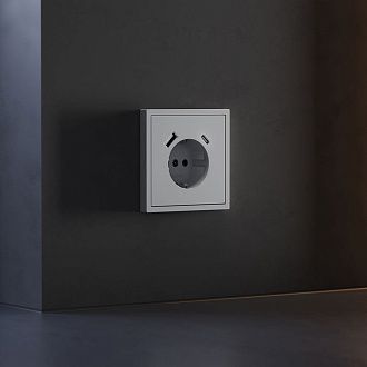 Накладка для розетки с заземлением и защитными шторками, с USB A+C, S70, серый Voltum VLS001016