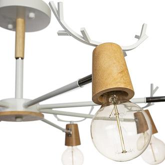 Люстра потолочная LOFT IT Sven 10024/8 White, диаметр 85 см, белый-дерево