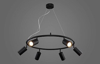 Светильник подвесной 60 см, 6*GU10*50W,  Crystal Lux CLT 015C6 D600 BL, Черный