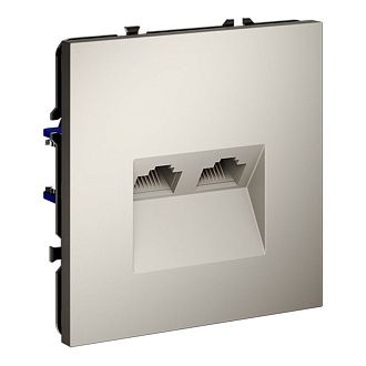 Розетка компьютерная встраиваемая Voltum S70 двойная RJ45+RJ45 кат.6, кашемир пластик Soft touch VLS060203