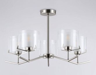 Люстра со стеклянными плафонами на штанге **39- см, 5*E14*40W, K, Ambrella Light High Light LH57001, никель