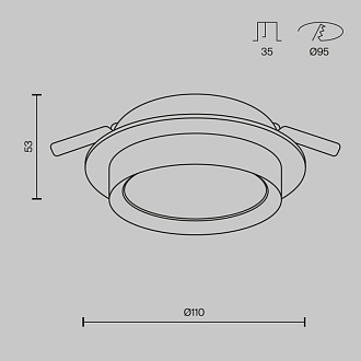 Светильник 11 см, Maytoni Downlight Hoop DL086-GX53-RD-WS, белый-серебро, вр 9,5 см