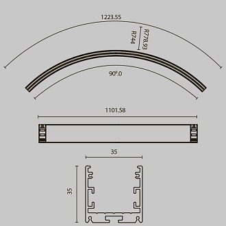Радиусный профиль ALM-3535R-B-EX-90°-1.5M 3,5*3,5*118,75 см, Maytoni Led Strip черный