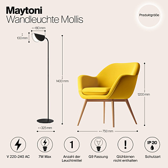 Торшер Maytoni Mollis MOD126FL-01B, черный