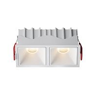 Встраиваемый светильник 12,6*6,5-5,2 см, LED*20W, 3000K, Maytoni Alfa LED 50° DL043-02-10W3K-SQ-W-1, Белый, вр 5,5*12 см