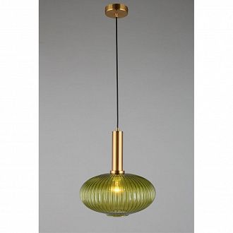 Светильник подвесной Omnilux Menfi OML-99306-01, диаметр 30 см, бронза/зеленый