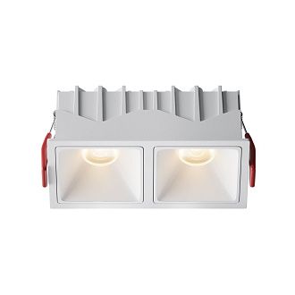 Встраиваемый светильник 12,6*6,5-5,2 см, LED*20W, 3000K, Maytoni Alfa LED 50° DL043-02-10W3K-SQ-W-1, Белый, вр 5,5*12 см