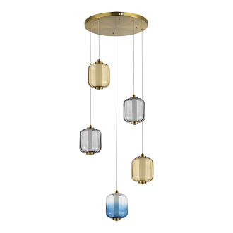 Светильник подвесной 69*18,5/200 см, 5*LED*10W 3000K ST LUCE Summer SL1193.303.05 латунь