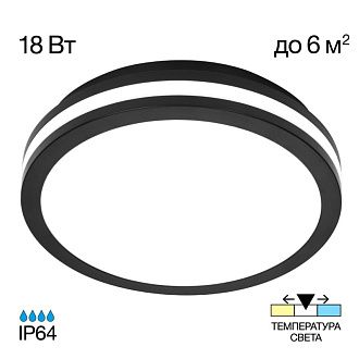 Светильник 23*5 см, 18W, 3000-4000-6500K Citilux CL711011V LUNS Черный  IP64