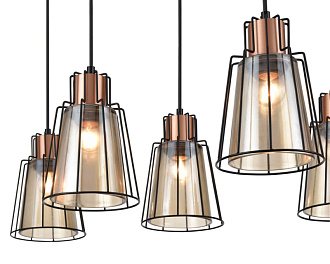 Подвесной светильник 35*65*170 см, 6*E27 черный, медь Vele Luce Carisma VL6462P06