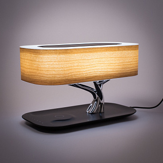 Настольная лампа светодиодная с Qi+Bluetooth Citilux Ньютон CL803042  черный/хром/дерево 