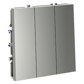 Выключатель встраиваемый Voltum S70 трехклавишный 10А, сталь пластик Soft touch VLS030105