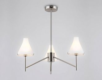 Люстра со стеклянными плафонами на штанге **59- см, 3*E14*40W, K, Ambrella Light High Light LH57121, никель