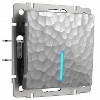 W1212106 Выключатель одноклавишный проходной с подсветкой, hammer серебряный Werkel, 4690389162114