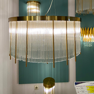 Подвесная люстра 50*120 см, 7*Е14, 15-18 м2 Odeon Light York 4788/7, золото