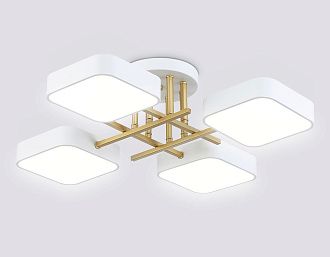Люстра светодиодная на штанге 55*55*15- см, **W, 3000-6000K, Ambrella Light Comfort FL516341, белый, золото
