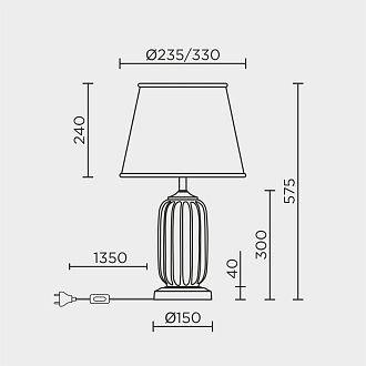 Настольный светильник 55*33* см, Е27 1x60ВтW, , Белый MODELUX ML.6123.01TL WH