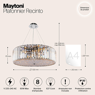 Подвесная люстра Maytoni Recinto MOD080CL-08CH, диаметр 53 см, хром