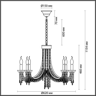 Люстра 62*62*115,4 см, 6 E14*40W, Odeon Light Capel, золотой 5063/6