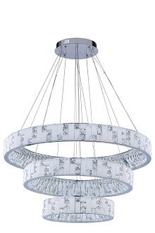 Люстра Ø900 (680) (450), мм, 200W 3000-6000K, CHROME+CLEAR (Хром + Прозрачный Хрусталь) NewRgy 6029R/200W CHROME+CLEAR