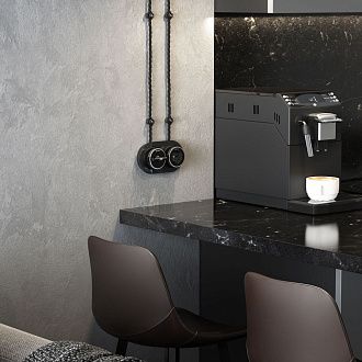 W5822051 Выключатель на 4 положения двухклавишный Vintage, черный матовыйхром Werkel, 4690389183164