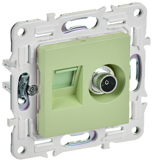 SKANDY Розетка двойная TV+RJ45 кат.6E SK-A15M мятн. IEK, SK-AK20-2-K06