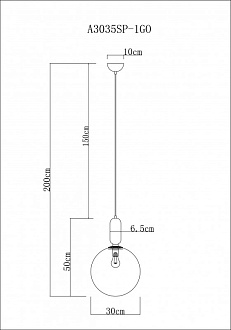 Светильник 30 см Arte Lamp Bolla-Sola A3035SP-1GO золото