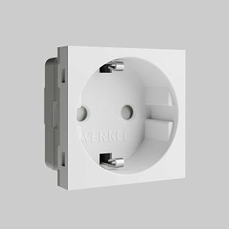 W1171160 Модульная розетка с заземлением и шторками 45*45 , белый Werkel, 4690389211744