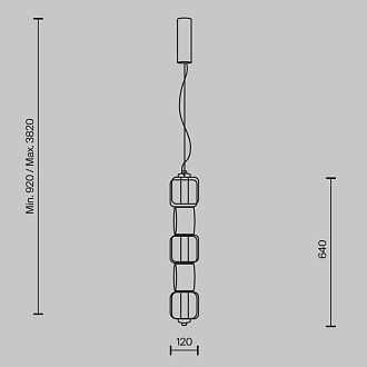 Подвесной светильник 12*12*382 см, LED*13W, 3000K, Maytoni Ritmo MOD381PL-L30CH3K, хром