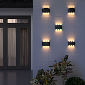 Уличный настенный светодиодный светильник 1551 TECHNO LED TWINKY TRIO черный 1551 TECHNO LED черный Elektrostandard