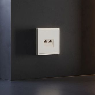 Накладка для розетки компьютерной двойной RJ45+RJ45 кат.6, S70, хлопок Voltum VLS001413