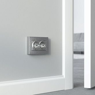 W0082406 Рамка для двойной розетки Hammer, серебряный Werkel, 4690389163630