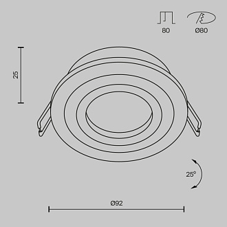 Светильник, 9 см, черный, Maytoni Atom DL023-2-01B, встраиваемый