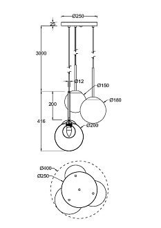 Подвесной светильник 40*64,1*344,1 см, 3 G9*20W Basic form MOD521PL-03G Maytoni, Золото