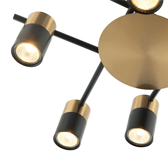 Люстра Favourite Topper 2825-8P, L890*W590*H120, Каркас черного цвета, плафоны черного и золотого цвета