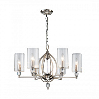 Подвесная люстра Favourite Stine 2704-6P, D650*H420/1420, никель, плафоны из прозрачного узорного стекла, декоративные элементы из прозрачного хрусталя