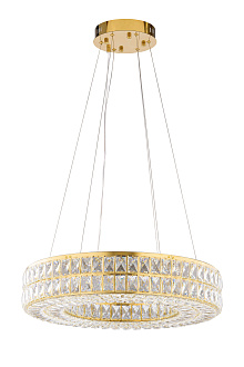 Люстра Ø600 x H1200, мм, 64W 3000K-6500K, GOLD+CLEAR (Золото + Прозрачный Хрусталь) NewRgy 2786E/64W GOLD+CLEAR