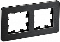 BRITE Рамка 2 поста РУ-2-1-Бр металл черный RE AL IEK