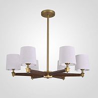 Люстра на штанге Jorgenson D85 White/Dark wood 85*85*60 см, 6*E27*60W, ImperiumLoft STAVRA01, Тёмное дерево, Золотистый