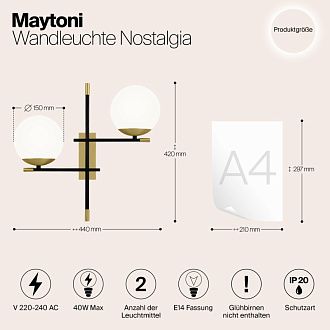 Бра Maytoni Nostalgia MOD050WL-02G, матовое золото