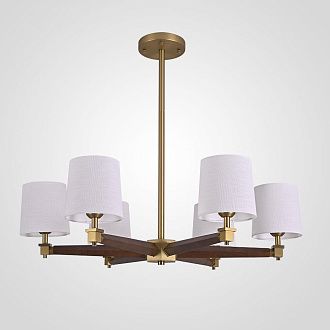 Люстра на штанге Jorgenson D85 White/Dark wood 85*85*60 см, 6*E27*60W, ImperiumLoft STAVRA01, Тёмное дерево, Золотистый