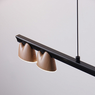 Подвесная люстра 100*7*161 см, 32.2W, Favourite Interline 4266-7P матовый черный, прозрачный акрил с узором, текстура дерева