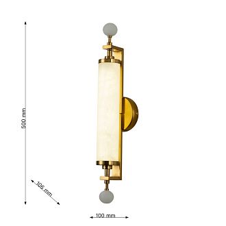 Бра Favourite Plunger 3011-2W, D105*W100*H500, латуни, плафон из искусственного белого мрамора, стеклянный декор по краям