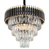 Подвесная люстра Empire Black Chandelier Crystal D 54 54*54*125 см, 6*E14*40W, ImperiumLoft 40.2861, Чёрный, Золотистый, Серебристый