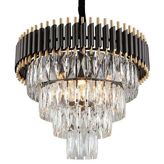 Подвесная люстра Empire Black Chandelier Crystal D 54 54*54*125 см, 6*E14*40W, ImperiumLoft 40.2861, Чёрный, Золотистый, Серебристый